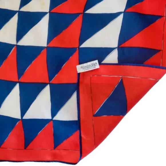 Vintage 1960s VERA Silk Blend Red/White/Blue Scarf MADE IN JAPAN~25" x25" - Picture 3 of 4